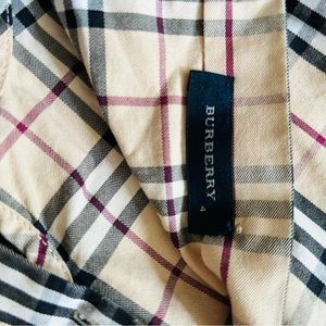 BURBERRY peplum button back top with classic bow. Classic Burberry pattern.